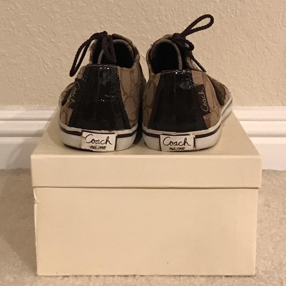 Coach Tan & Brown Signature Canvas Sneakers - Picture 3 of 3
